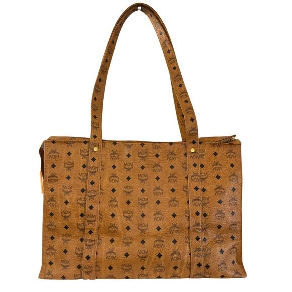 MCM Vintage Cognac Visetos Coated Canvas Large Tote Bag | Made in Germany - Picture 4 of 14
